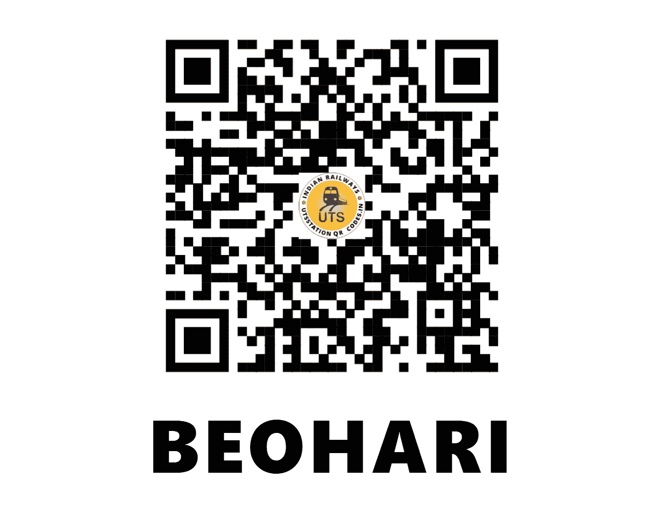 UTS QR Code for BEOHARI - BEHR - WC (MADHYA PRADESH)